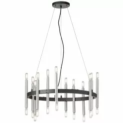 Dainolite Derry 24-Light Matte Black And Polished Chrome Transitional Chandelier