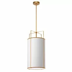 Dainolite Trapezoid Modern/Contemporary White And Gold 12-in Pendant Light