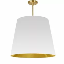 Dainolite Oversized Drum Modern/Contemporary White And Gold 26-in Pendant Light