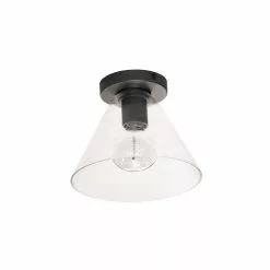 Dainolite 1-Pack Roswell 9-in Matte Black Transitional Incandescent Flush Mount Light
