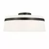 Dainolite Symphony 15-in Matte Black Contemporary Semi-Flush Mount Fixture With White Shade