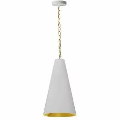 Dainolite Anaya Transitional Drum White And Gold 12-in Pendant Light