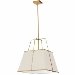 Dainolite Trapezoid Modern/Contemporary Cream And Gold 18-in Pendant Light