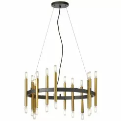 Dainolite Derry 24-Light Matte Black And Aged Brass Transitional Chandelier