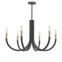 Dainolite Wand 6-Light Matte Black Modern/Contemporary Chandelier