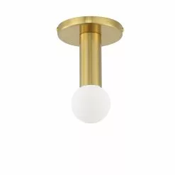 Dainolite Adams 4.75-in Aged Brass Transitional LED Flush Mount Light