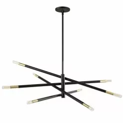Dainolite Wand 8-Light Black And Aged Brass Modern/Contemporary Chandelier