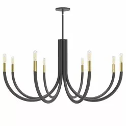 Dainolite Wand 8-Light Matte Black And Aged Brass Modern/Contemporary Chandelier