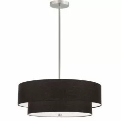 Dainolite Everly 20-in Satin Chrome 4-Light Transitional Pendant Light