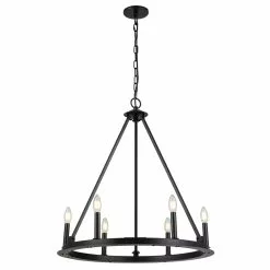 Dainolite Colby 6-Light Black Transitional Chandelier